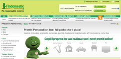 Istantanea dal sito sui prestiti on line di Findomestic Banca